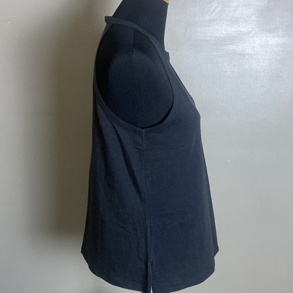 Theory Kavasi Black Sea Slub Tank Top 100% Cotton Sz L NWT - Picture 3 of 9